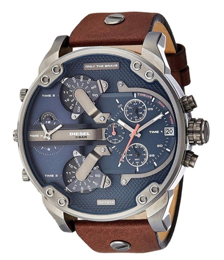 Diesel DZ7314 Mr. Daddy Chronograph Men's Watch – Blue Dial & Brown Leather Strap