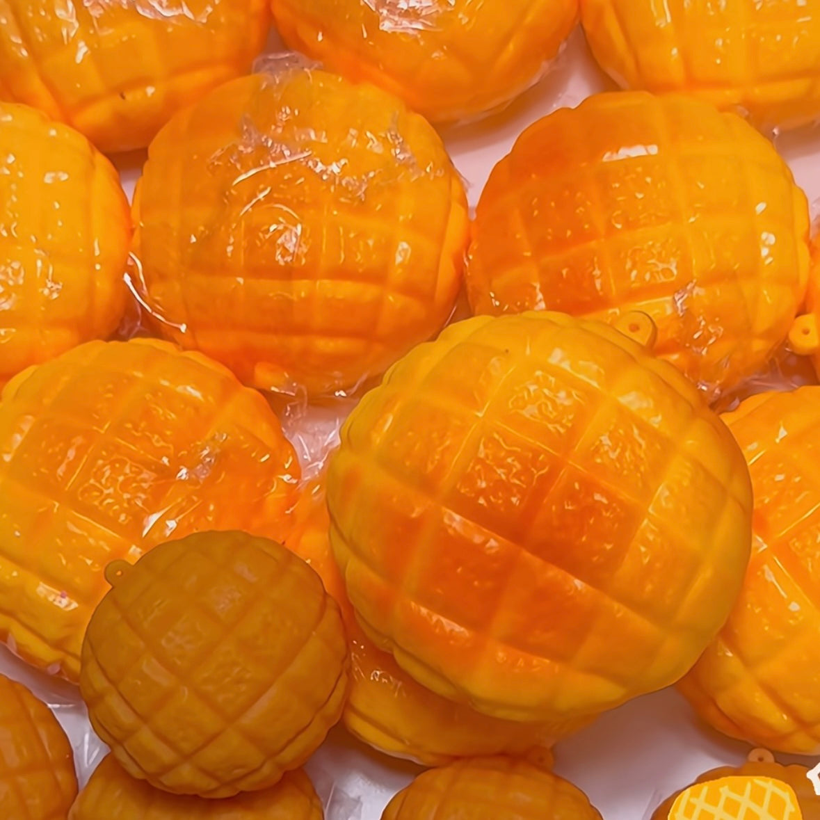 Crunchy Yellow & Pink Pineapple Bun Bead & Clay Base Handmade Stress Balls