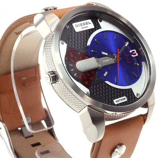 Diesel DZ7308 Mini Daddy Chronograph Men's Watch – Blue & Black Dial & Brown Leather Strap