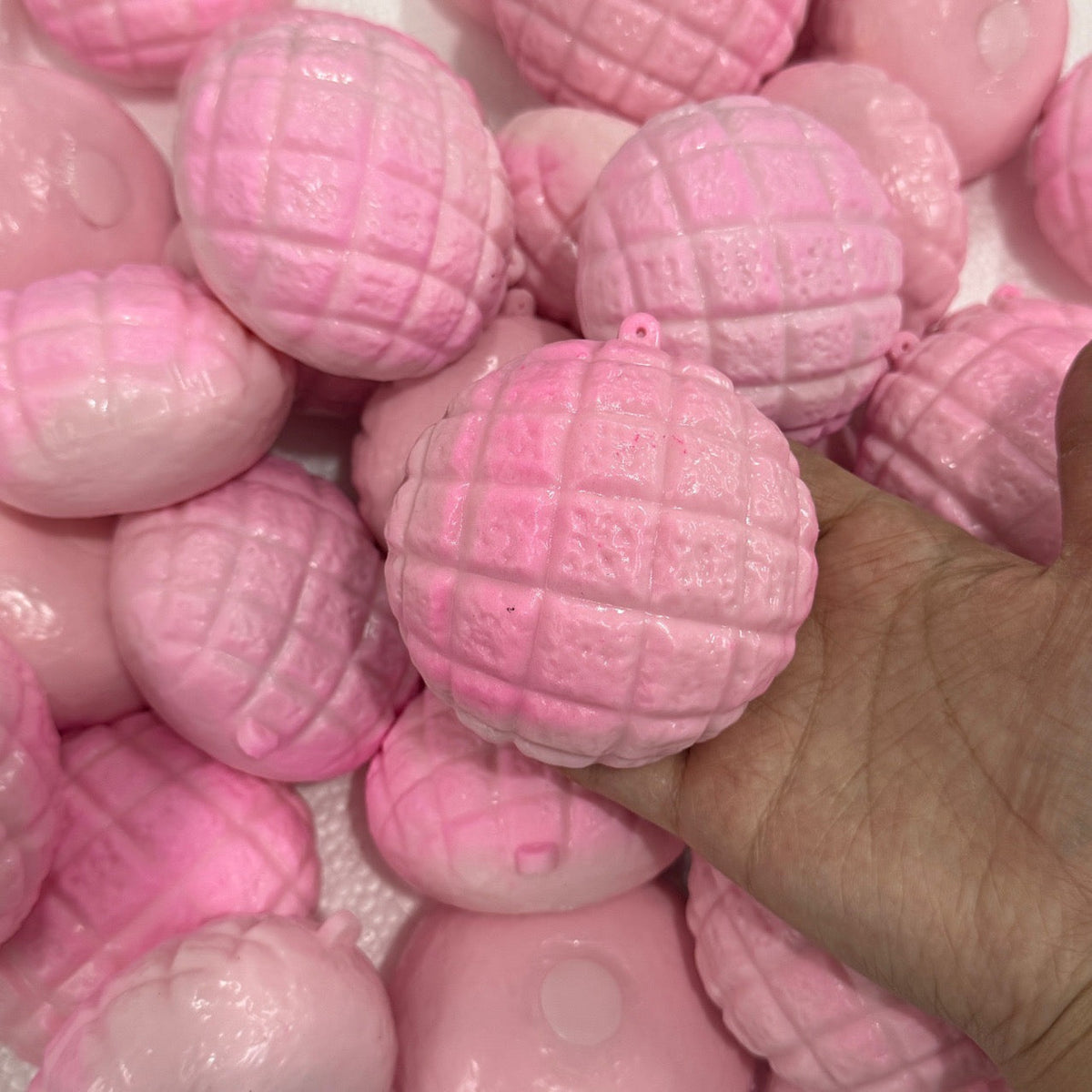 Crunchy Yellow & Pink Pineapple Bun Bead & Clay Base Handmade Stress Balls