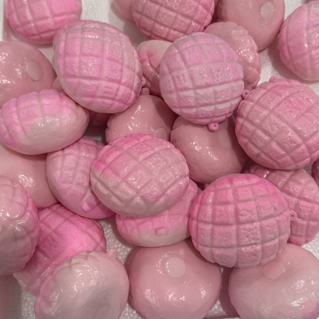 Crunchy Yellow & Pink Pineapple Bun Bead & Clay Base Handmade Stress Balls