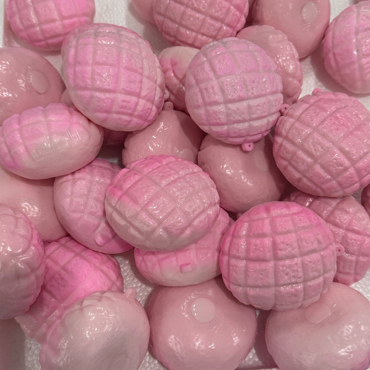 Crunchy Yellow & Pink Pineapple Bun Bead & Clay Base Handmade Stress Balls