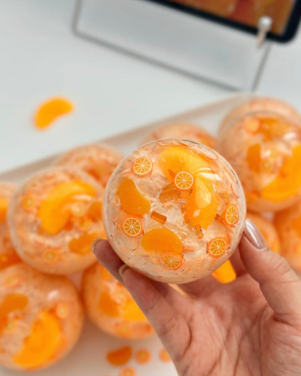 Orange Jelly Stress Ball Squishy Stress Relief Fidget Toy
