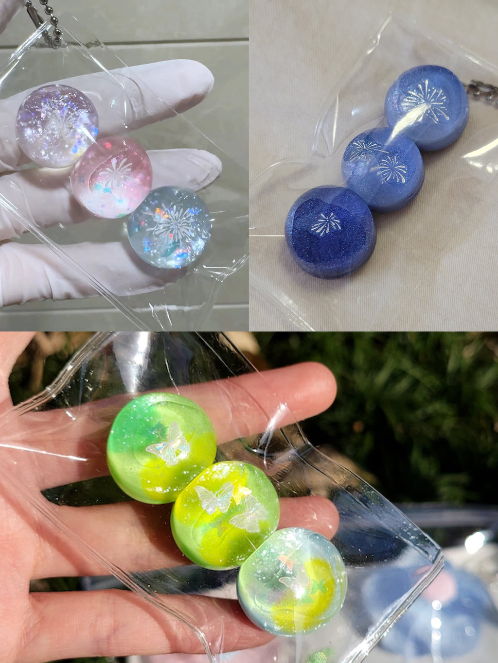 3 Transparent Firework Balls Squishy Stress Relief Decompression Toy