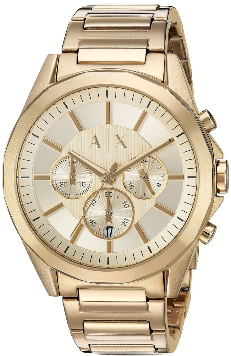 Armani Exchange Drexler AX2602 Men's Chronograph Watch – Gold Dial with Gold Stainless Steel Strap