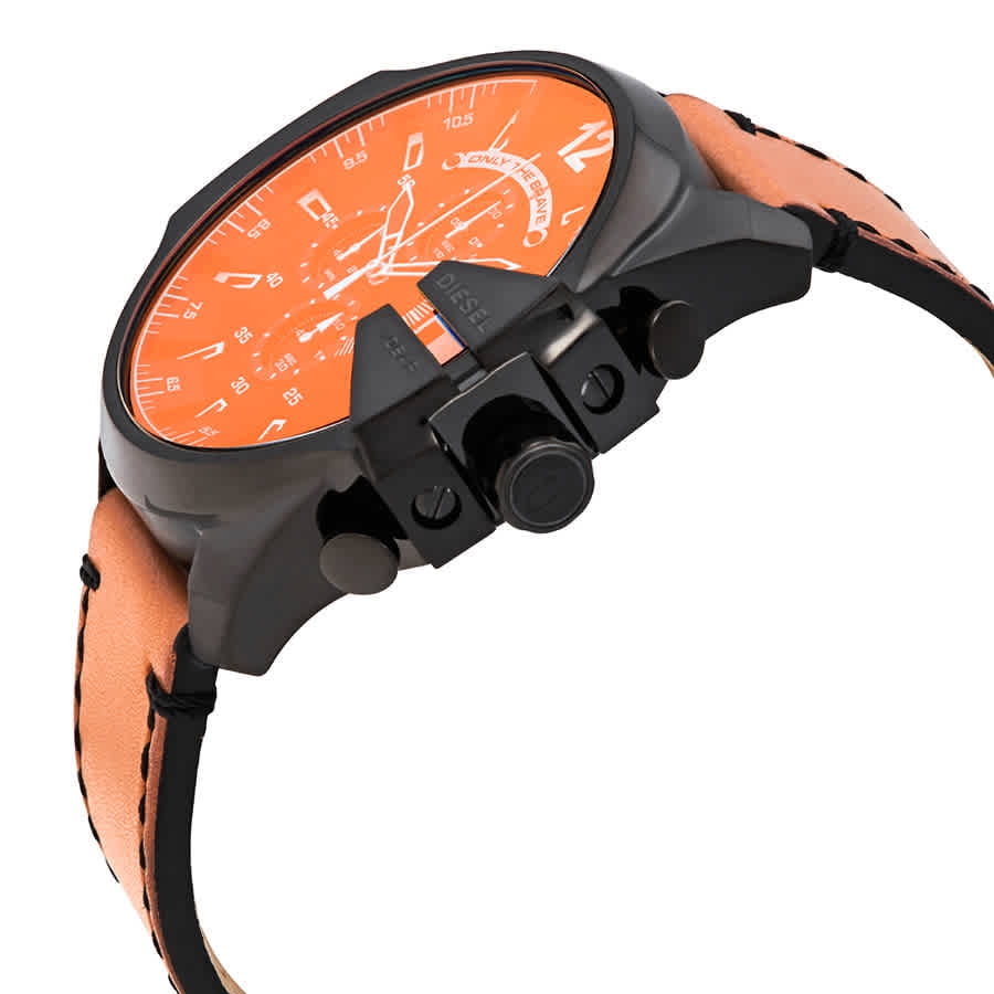 Diesel DZ4476 Mega Chief Chronograph Men's Watch – Black Dial & Brown Leather Strap