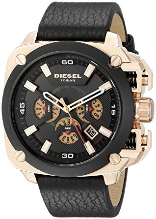 Diesel DZ7346 BAMF Chronograph Men's Watch – Black Dial & Black Leather Strap