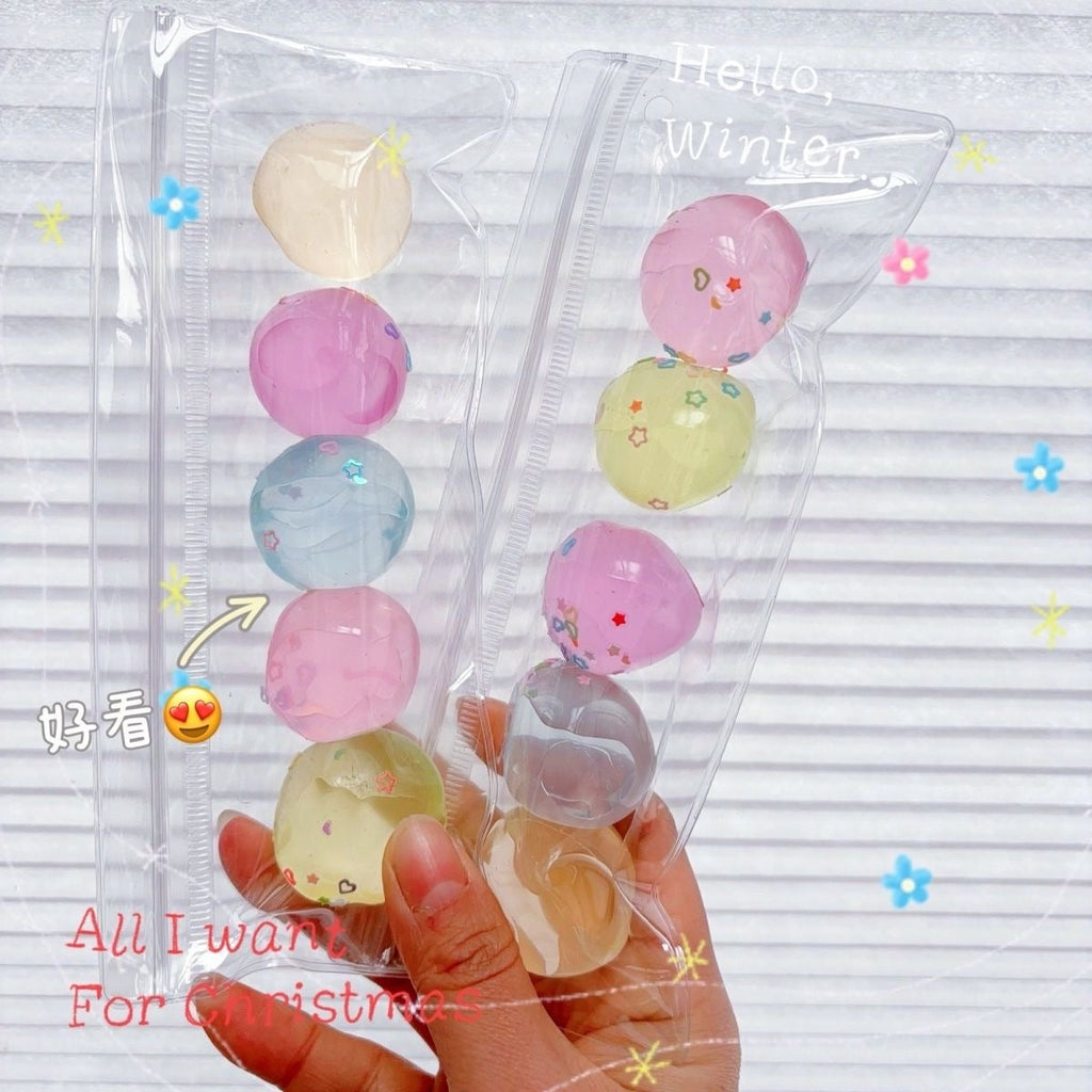 5 Translucent Balls Squishy Stress Relief Decompression Toy