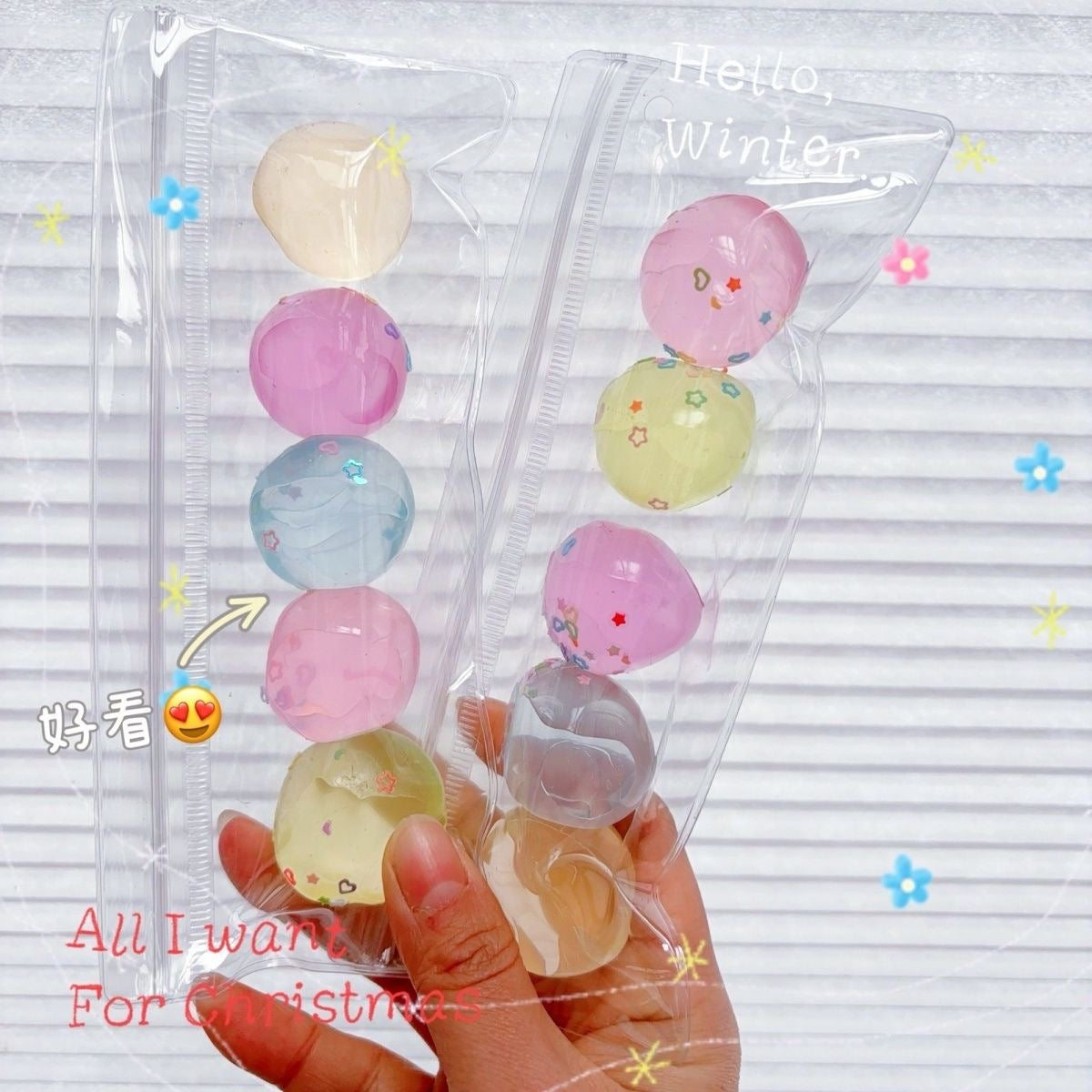 5 Translucent Balls Squishy Stress Relief Decompression Toy