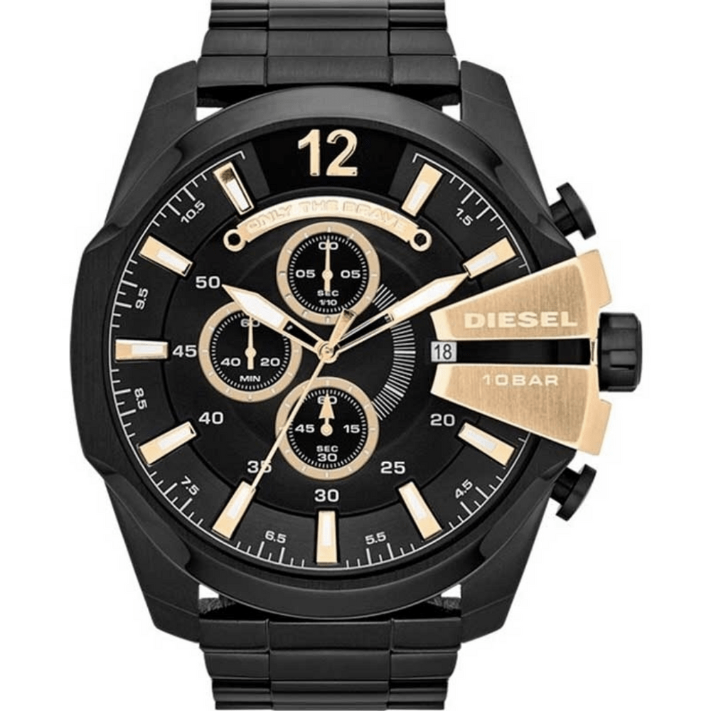 Diesel DZ4338 Mega Chief Chronograph Men's Watch – Black Dial & Black Stainless Steel Strap