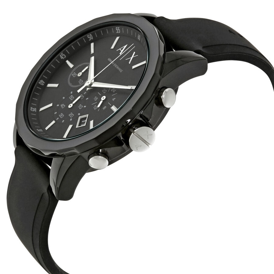 Armani Exchange Outerbanks AX1326 Men's Chronograph Watch – Black Dial with Black Silicone Strap