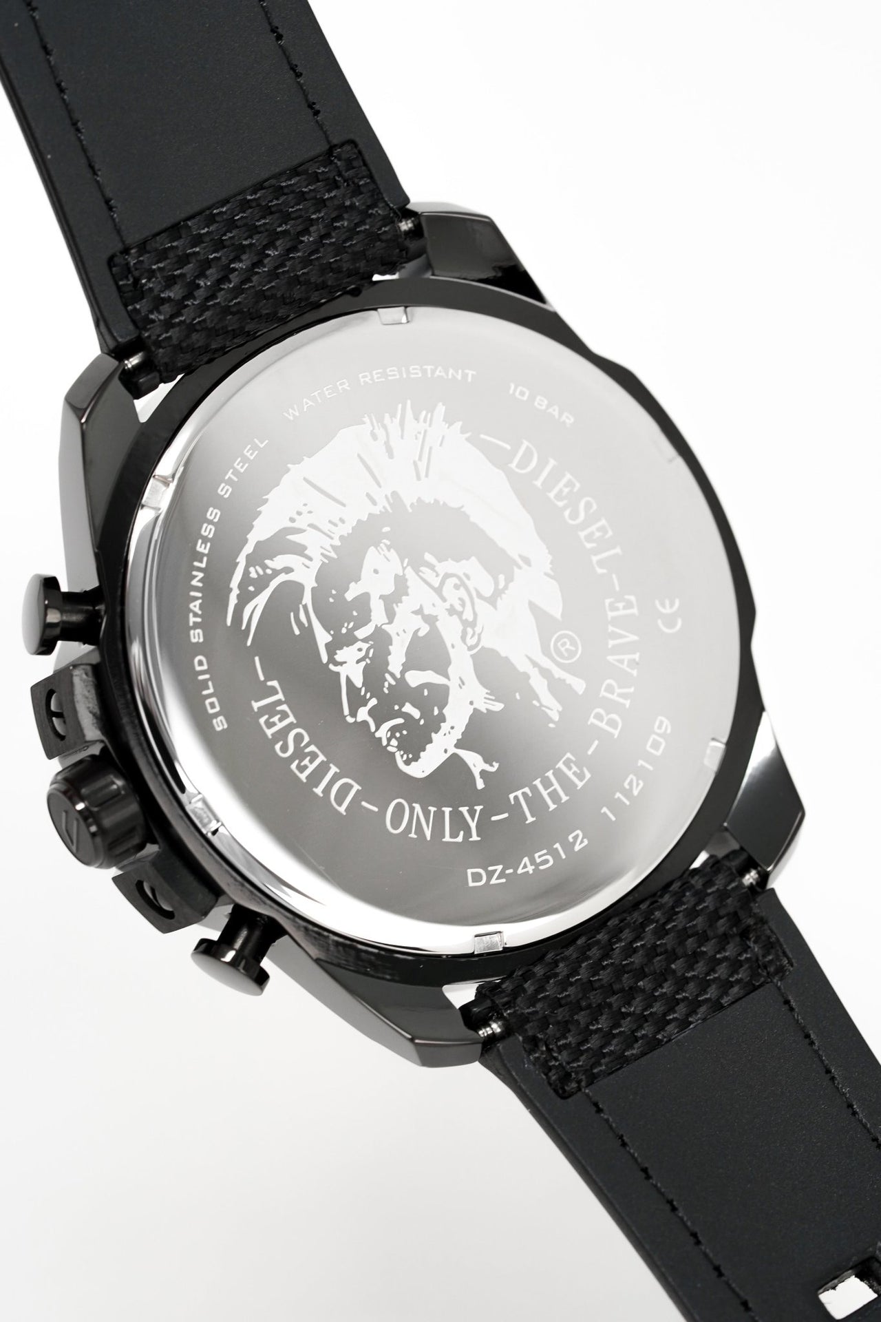 Diesel DZ4512 Mega Chief Chronograph Men's Watch – Silver Dial & Black Leather Strap