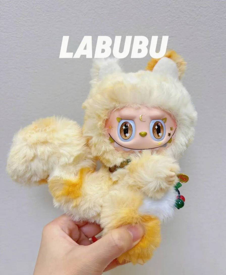 18cm Retrofit Fox Labubu Plush Toy - Handmade Unique Labubu Custom Design