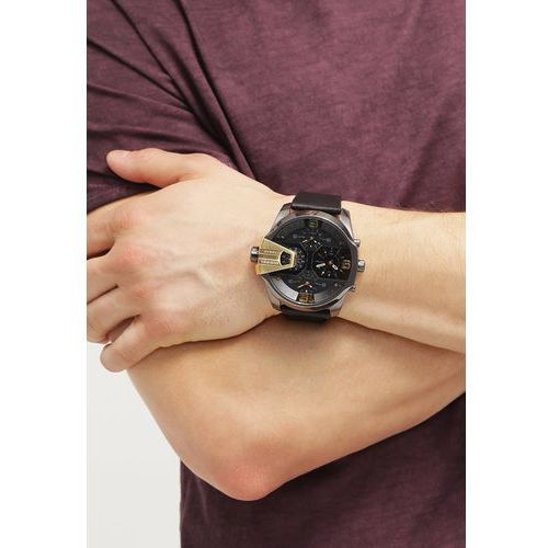 Diesel DZ7377 Uber Chief Two-Hand Men's Watch – Black Dial & Black Leather Strap